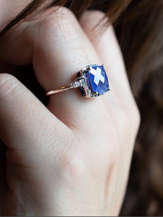 Jewelry - Sterling Silver Tanzanite and Diamond Halo Ring - Gemstone Women’s Ring
